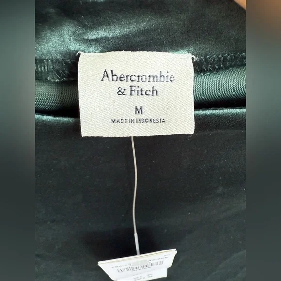Abercrombie & Fitch Paloma Dark Green Long Sleeve Velvet Dress • M • NWT - Picture 7 of 8
